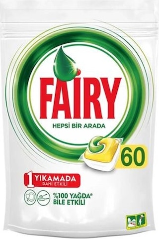 Fairy Hepsi Bir Arada Limon Kokulu Bulaşık Makinesi Deterjanı 3 x 60 Tablet