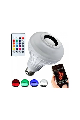 Bluetooth Hoparlörlü Kumandalı Rgb Akıllı Led Ampul 16 Renk Ampule Takılan Ses Bombası Çok Renkli Diğer