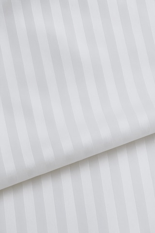 Pamuk Saten Çizgili Nevresim Takımı Çift Kişilik Beyaz