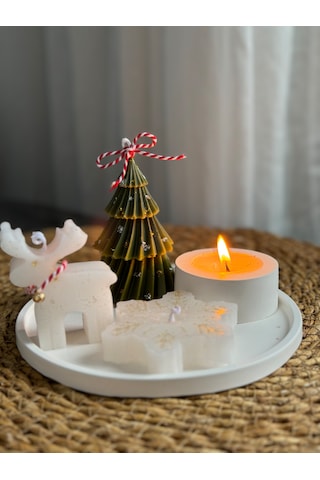 Kübra Design Candles Yılbaşı Özel Çam Ağaçlı Mum Seti