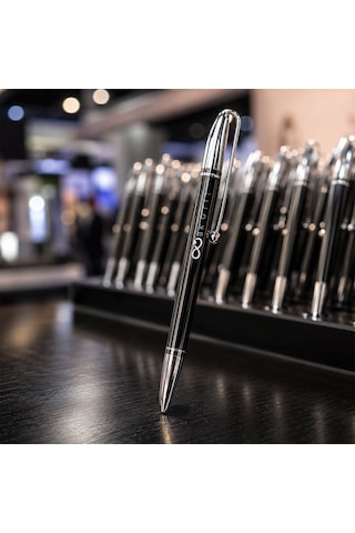Logonuza Özel 10 Adet Siyah Metal Roller Tükenmez Kalem Lazer Kazıma Baskılı Promosyon Kalem
