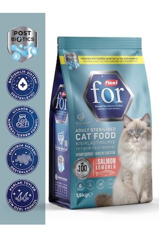 Kısırlaştırılmış Somonlu Postbiyotik Kedi Maması - 1,5 Kg