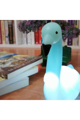 Dekoratif Işık Altında Renk Değiştiren Pilli Kuğu Gece   Lambası