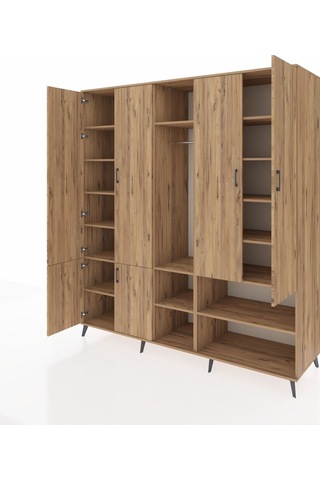 Kronos Dolap 15 Raflı 5 Kapaklı Tek Askılı 220x59x243 Çam-çam/çam Atlas Çam/atlas Çam