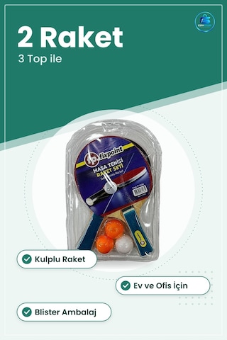 Masa Tenisi Seti 2 Raket 3 Top Kulplu Raketli Pinpon Oyun Ev Ofis