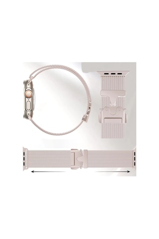 Cosmotex Newface Apple Watch Uyumlu  42mm Milano Metal Kordon - Siyah