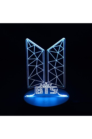 Dofolink Bts Army Hediyesi 16 Renkli Akrilik Led Masa Lambası, Usb Ve Uzaktan Kumanda İle Yatak Odası Aydınlatması 14x6cm Beyaz