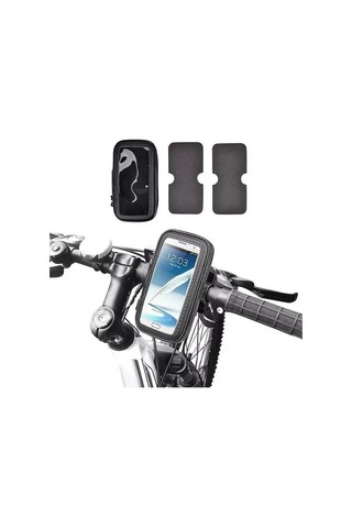Samdoo Bisiklet İçin Su Geçirmez Telefon Kılıfı Ve 360 Dönen Tutucu - 6.3 İnç Telefonlar İçin Siyah Paket Kılıf + Tutucu + Renkli Kutu Siyah