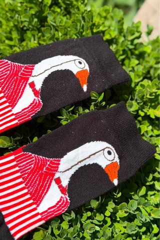 Lousocks Unisex Kaz Tasarım Soket Çorap Siyah