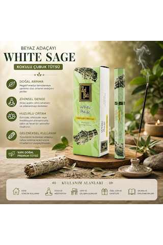 Zed Black Salvia Blanca Çubuk Tütsü - White Sage Beyaz Ada Çayı- 6'li Paket