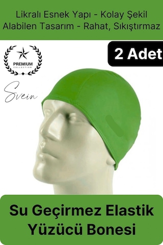 2'li Her Saça Uygun Su Geçirmez Bez Bone Likralı Yüzücü Deniz Havuz Elastik Unisex Kulak Korumalı Çok Renkli