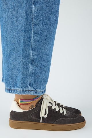 Manijero Krahe Barbella 2 Kadın Hakiki Deri Üç Ayrı Alternatif Bağcıklı Antrasit-ekru Sneakers