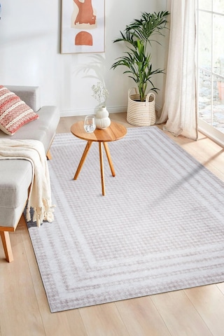 Bianca Vl Eco Dijital Baskı Makinada Yıkanabilir Kaymaz Taban Dekoratif Halı Bej 42710 Bej