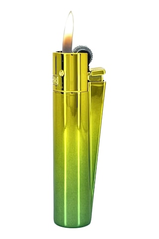 Clipper Metal Çakmak - Yeşil-sarı Degrade Özel Seri Çakmak Hediye Kutulu Yeşil