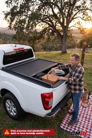 Nissan Navara 2015-2026 Uyumlu Araca Özel Omback Sürgülü Bagaj Kapama Siyah