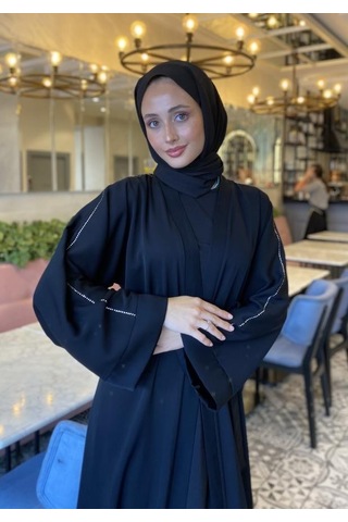 Nazzain Omuzu Taşlı Abaya Çok Renkli