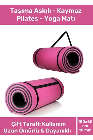 Taşıma Askılı Konfor Modeli Çift Taraflı Kaymaz Yoga Meditasyon Minderi Pembe Siyah Mat Çok Renkli