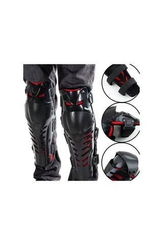 Jms Motosiklet Yarışı Motokros Diz Pedleri Koruyucu Muhafızlar Kırmızı - Siyah 1 Çift