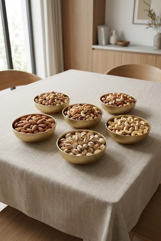 6 Parça Gold Metal Çerezlik Seti 6 Lı Ø9 Cm Yükseklik 3 Cm Gold