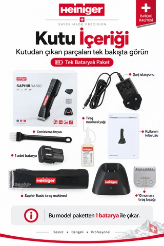 Heiniger Saphir Basic Kablosuz Kedi/köpek Tıraş Makinesi Tek Bataryalı