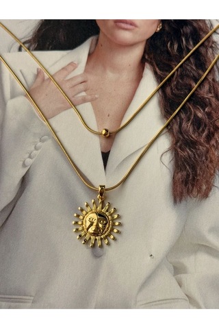 60 Cm Güneş Paslanmaz Çelik Kararmaz Kadın Kolye Modern Ve Şık Altın