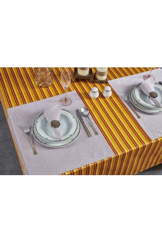 Misiny-Stripes Masa Örtüsü - Kırmızı