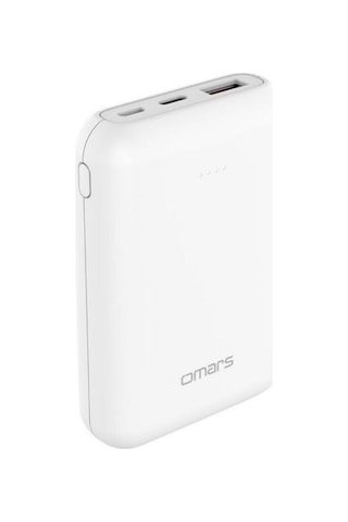 Omars OMPB015 10000MAh 20W Mini Çift Çıkışlı Taşınabilir Powerbank Beyaz