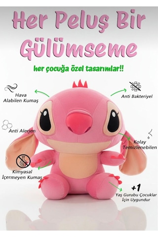 Stitch Peluş Oyuncak 30 Cm Yumuşak Hediyelik Sevimli Oyun Ve Uyku Arkadaşı Orta Boy Pembe