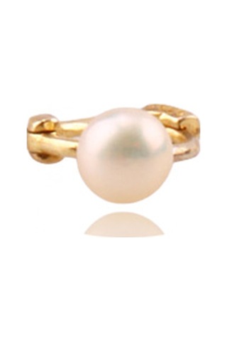 Liu S 28 Halka İnci Gümüş Piercing 925 Ayar, Altın Kaplama, İnci Detaylı Ms3843 Altın