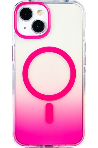 Apple Uyumlu iPhone 13 Kılıf M-safe Şarj Özellikli Transparan Renk Geçişli Zore Toros Kapak Rose Pembe