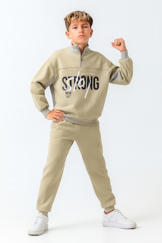 Ahengim Erkek Çocuk Brooklyn Stay Strong Baskılı 3 İplik Kalın Kışlık Eşofman Takımı Ak4225 Yeşil