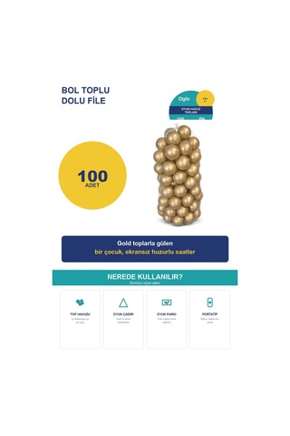 Gold Havuz Topu 100 Adet Yumuşak Oyun Havuzu Topları, Filede 1+ Yaş