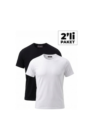 Tonny Black 2'li Paket %100 Pamuk Siyah-beyaz T-shirt Erkek Çok Renkli T-shirt Tbtshrt140