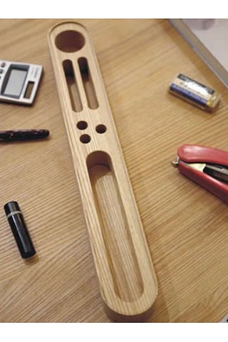 Uzun Ahşap Masaüstü Kalemlik Ve Organizer