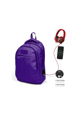 Coral High Okul Ve Beslenme Çantası Seti - Kız Çocuk Mor - Usb Soketli