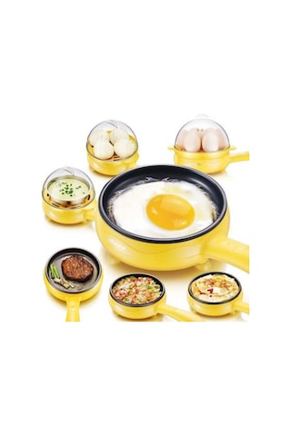 Çok İşlevli Mini Yapışmaz Tava Kazan Vapur Ocak Haşlanmış Patlıcan Mavi Çift Katlı Paket Mavi