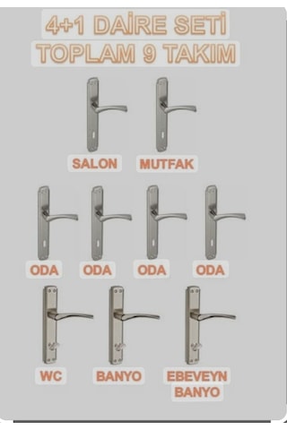 Bravo Kapı Kolu Aynalı 4+1 Daire Seti 6 Adet Oda 2adet Wc Ön Arka