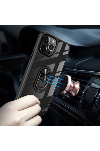Apple Uyumlu iPhone 13 Pro Kılıf Zore Mola Kapak Siyah