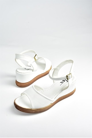 Fox Shoes Beyaz Kadın Dolgu Topuklu Ayakkabı K674605409 Beyaz-suni Deri