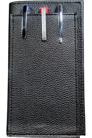 Kalemlikli Not Defteri Cüzdan , Cep Telefonu Bölmeli - Suni Deri -9,5 Cm X 17 Cm Siyah