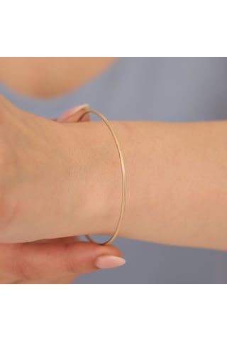 925 Ayar Altın Mikron Kaplama Ajda Ray Gümüş Bilezik - Bv00107 Gold