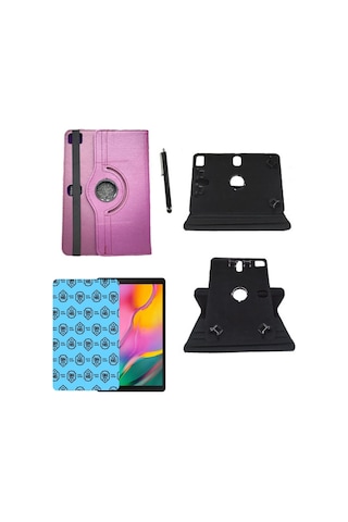 1t 10 8082 10.1 Inç Universal Kancalı Tablet Kılıfı + Nano Ekran Koruyucu + Kalem Arka Kapak
