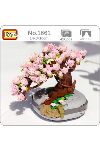 Loz 1661 Ebedi Çiçek Pembe Sakura Kiraz Ağacı Saksı Bitki 3d Modeli Dıy Mini Bloklar Tuğla Yapı Oyuncak Hiçbir Kutu