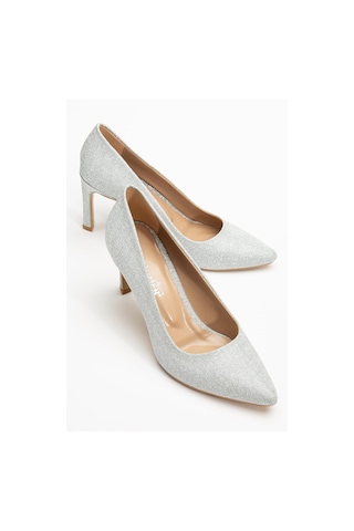 Kadın İnce Topuklu Stiletto Gümüş Parlak Malzeme Aynalı Jurdan-3775 GUMUS