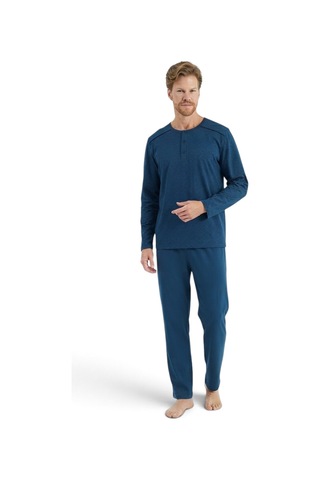 Pijadore Erkek %100 Pamuklu Uzun Kollu Pijama Takımı 2275 Mavi