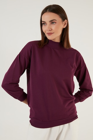 Lela Pamuklu Dik Yaka Basic Örme Bayan Sweat 5863323 Mor