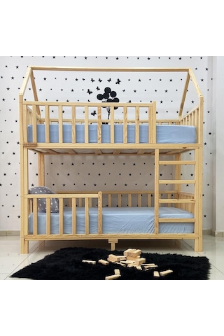 Markaawm Markaawm Montessori Yatak Çatılı Doğal Ahşap Ranza Karyola Akçaağaç