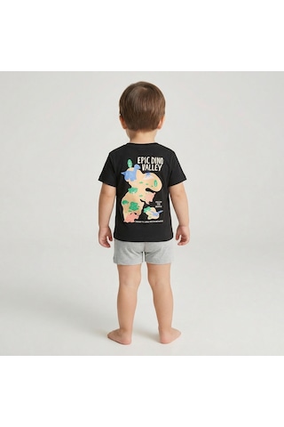Mackays Erkek Bebek Dinazorlu Tshirt Siyah Siyah