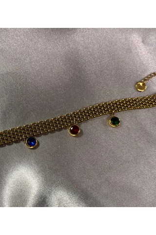 Laria Jewelry Üç Taşlı Hasır Bileklik