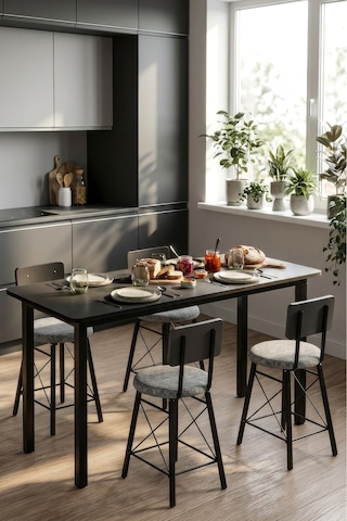 60/140 Antrasit Yemek Masası, Bilgisayar Masası Oyuncu Masası 9001 Siyah